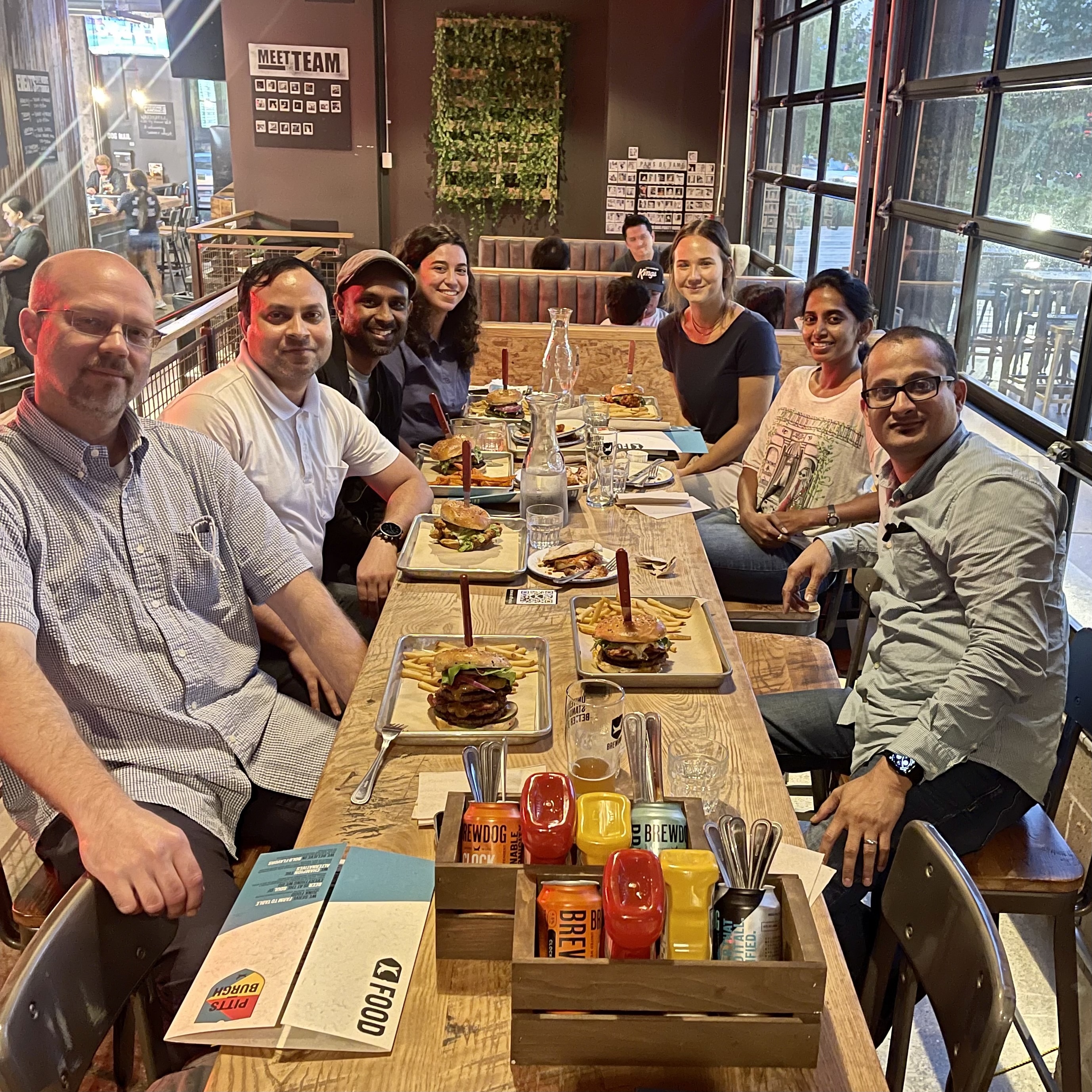 My colleagues and I out to a lab dinner